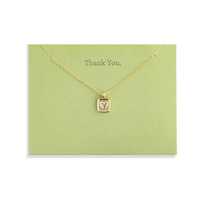 Thank You Floral Card and Gold Heart Necklace