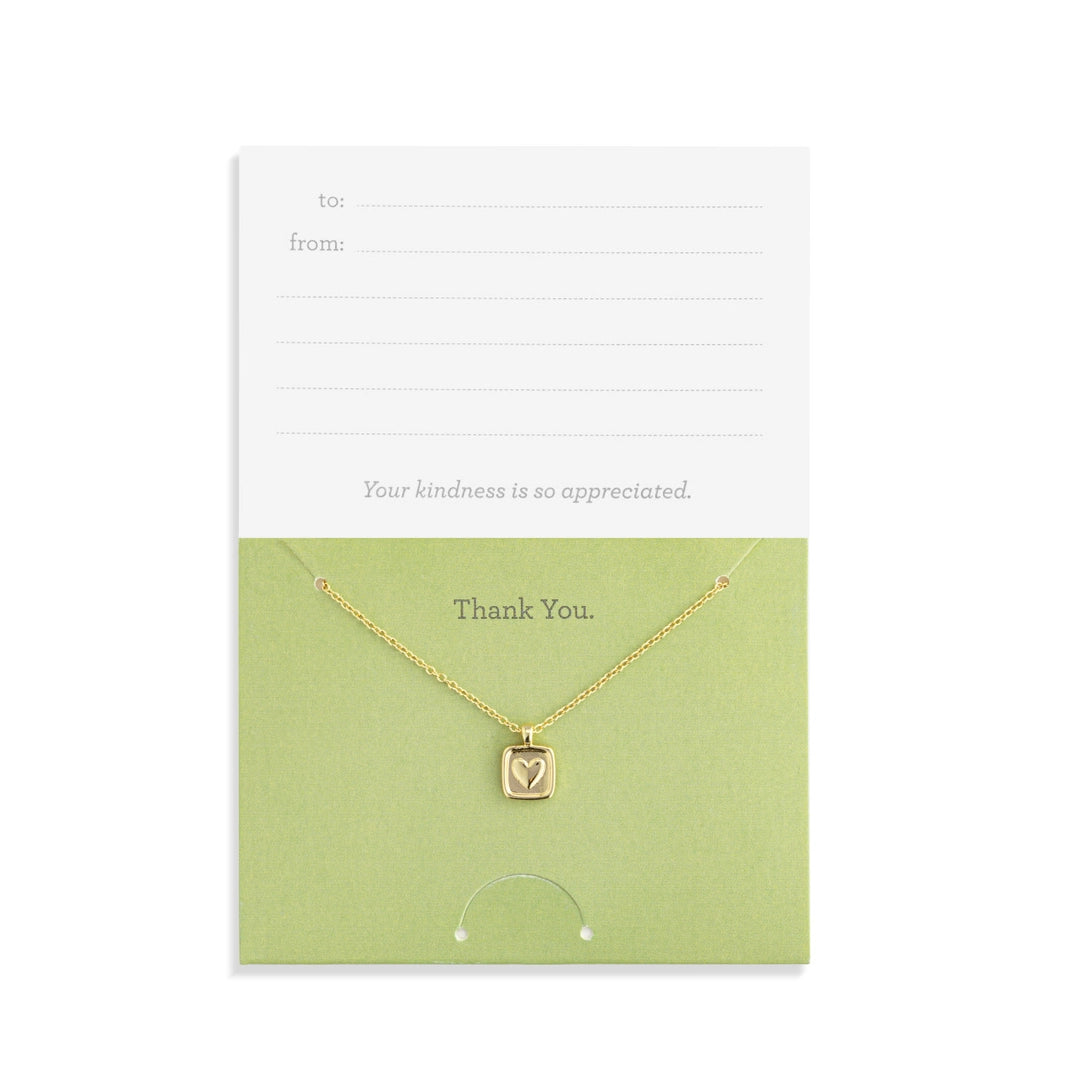 Thank You Floral Card and Gold Heart Necklace