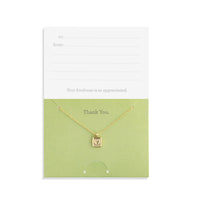 Thank You Floral Card and Gold Heart Necklace