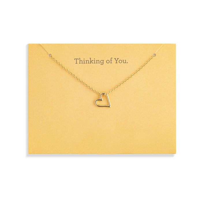 Thinking Of You Floral Card and Gold Heart Necklace