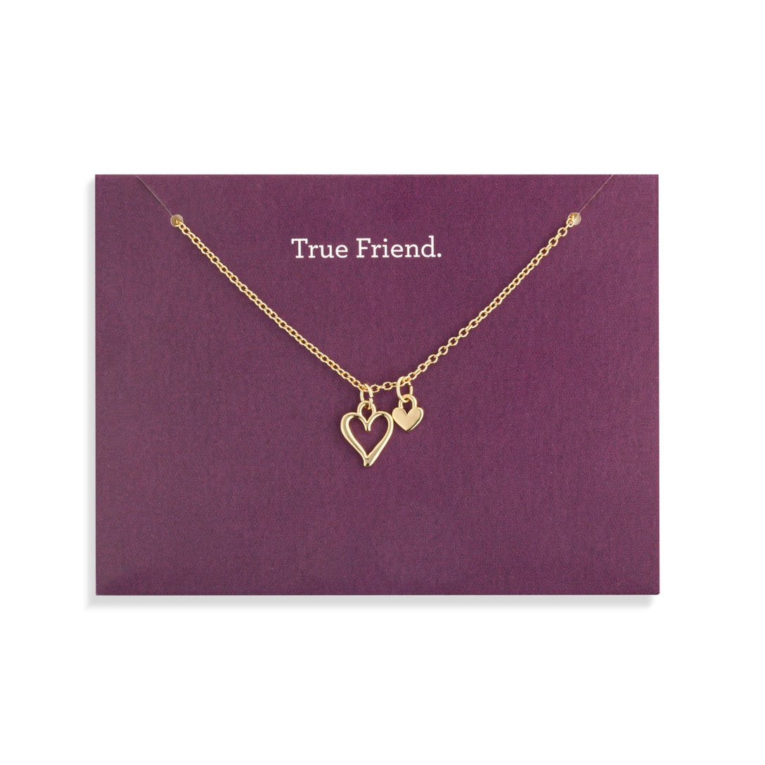 True Friend Floral Card and Gold Hear Necklace