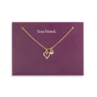 True Friend Floral Card and Gold Hear Necklace