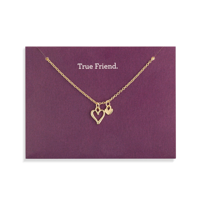 True Friend Floral Card and Gold Hear Necklace