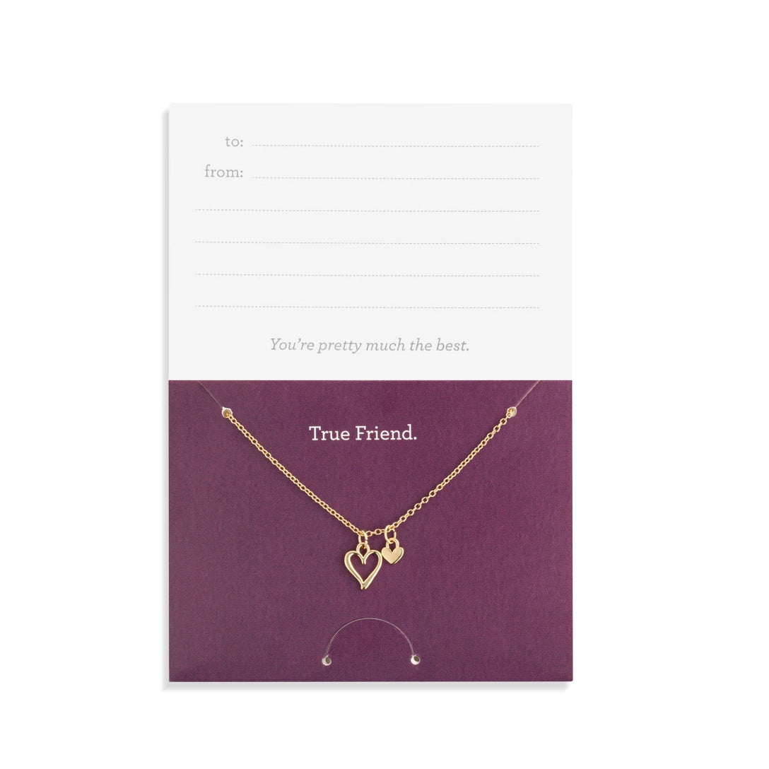 True Friend Floral Card and Gold Hear Necklace