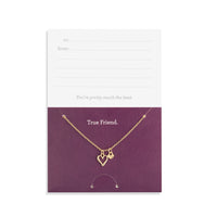 True Friend Floral Card and Gold Hear Necklace