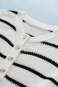 Vera White Stripe Sweater Tee