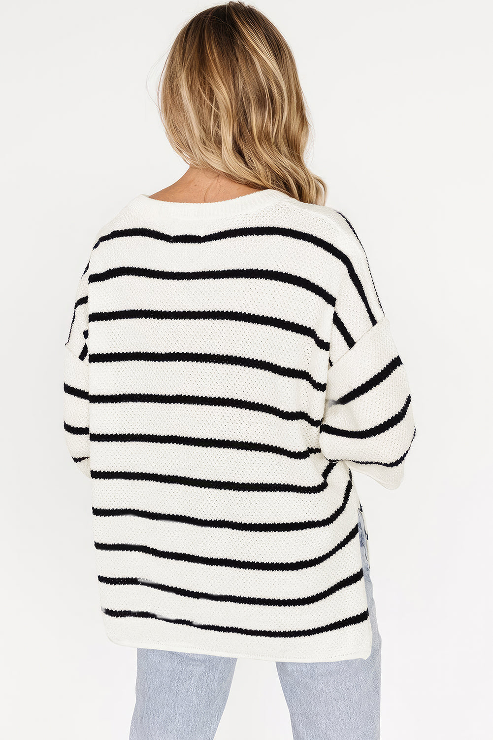 Vera White Stripe Sweater Tee