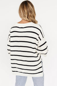 Vera White Stripe Sweater Tee