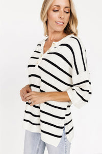 Vera White Stripe Sweater Tee