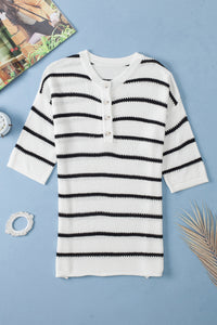 Vera White Stripe Sweater Tee