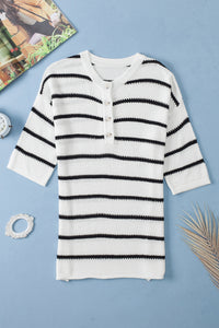 Vera White Stripe Sweater Tee