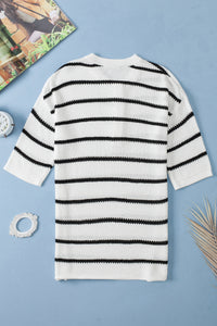 Vera White Stripe Sweater Tee