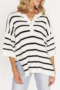 Vera White Stripe Sweater Tee