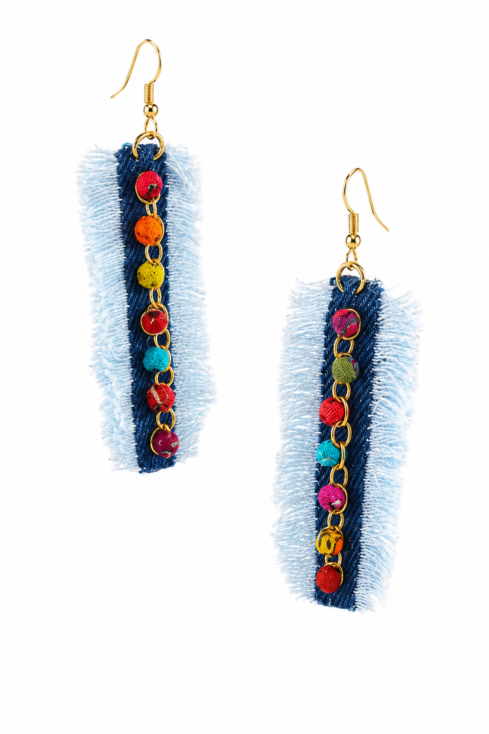 Whitleigh Denim Fringe Earrings