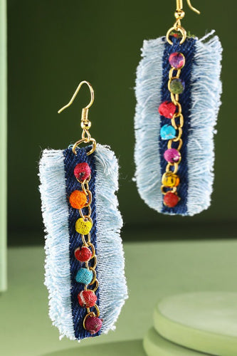 Whitleigh Denim Fringe Earrings