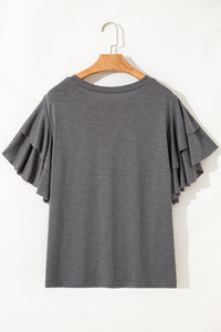 Xyla Ruffled Sleeve Top Curvy