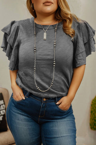 Xyla Ruffled Sleeve Top Curvy