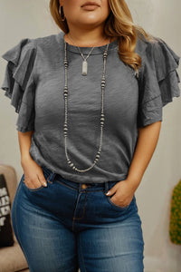 Xyla Ruffled Sleeve Top Curvy